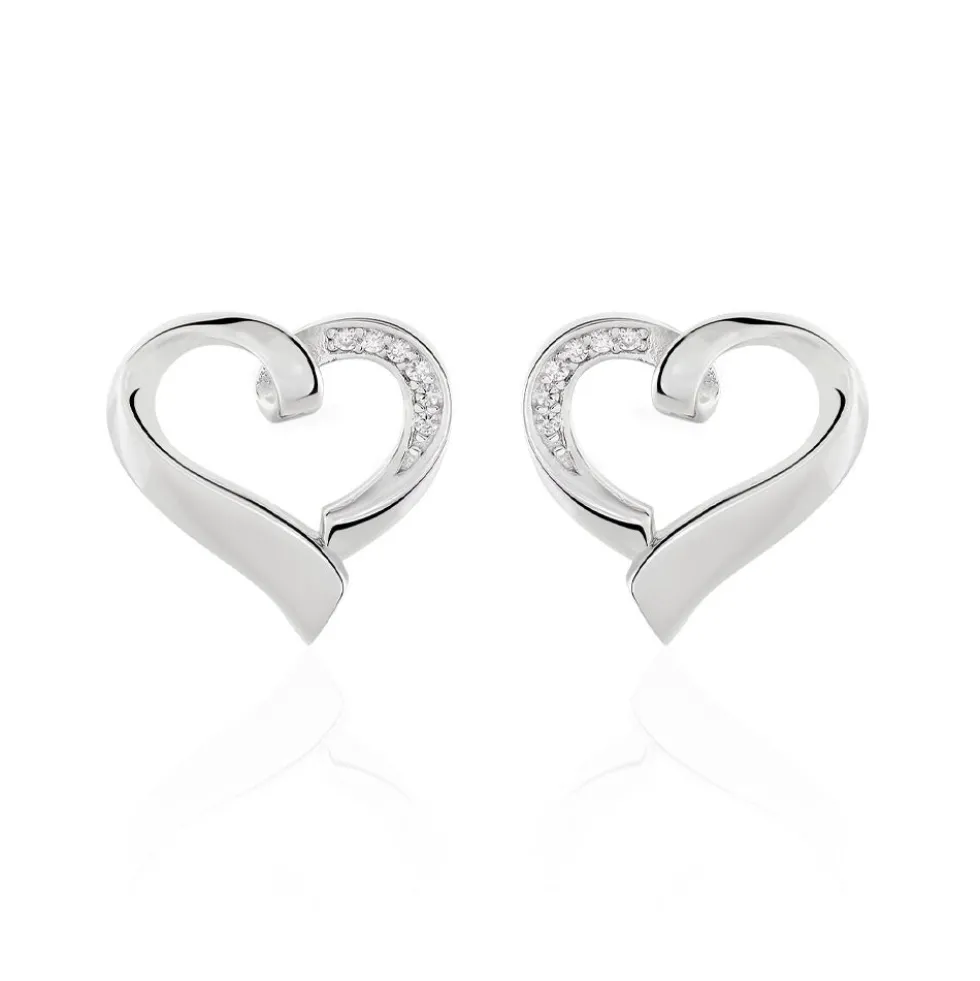 Boucles D'oreilles Puces Daviane Argent Blanc Oxyde De Zirconium