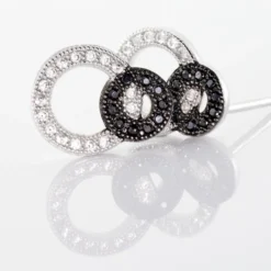Boucles D'oreilles Puces Diana Argent Blanc Oxyde De Zirconium