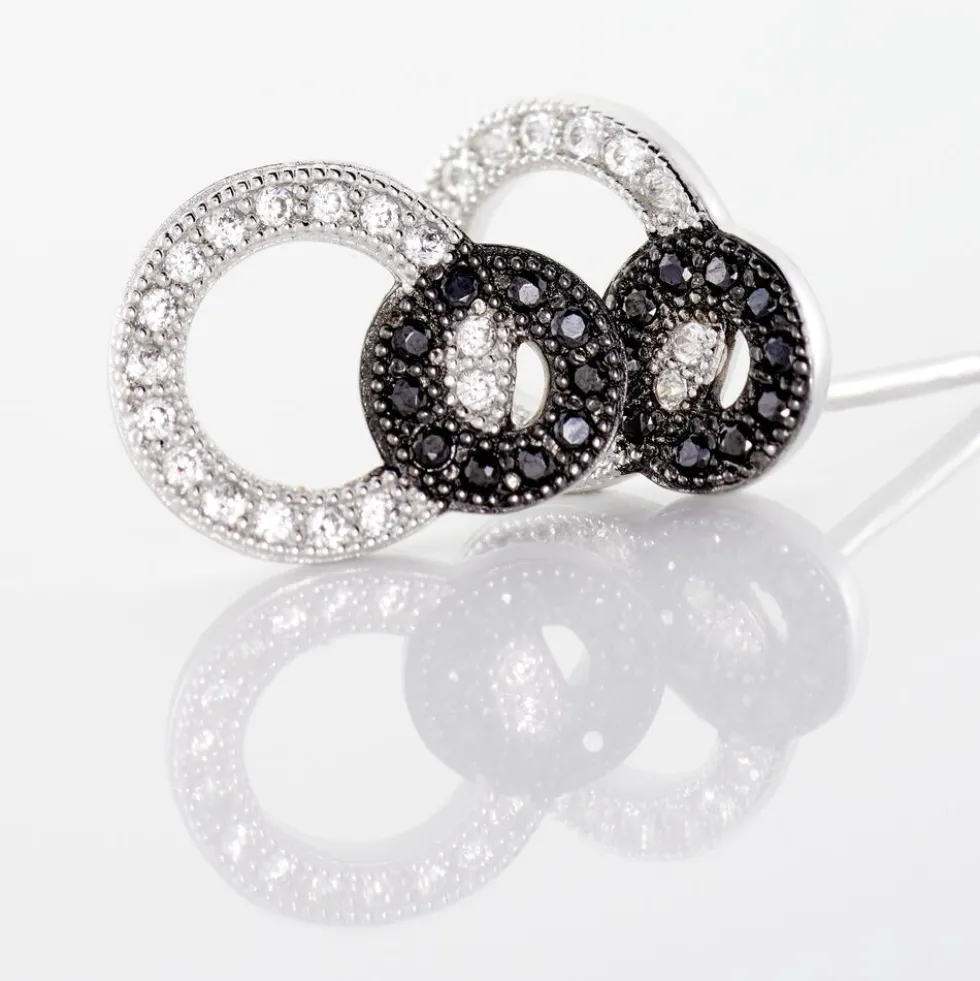 Boucles D'oreilles Puces Diana Argent Blanc Oxyde De Zirconium