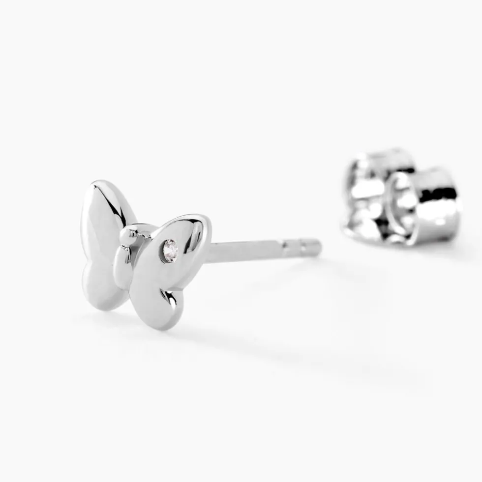 Boucles D'oreilles Puces Diep Argent Blanc Oxyde De Zirconium