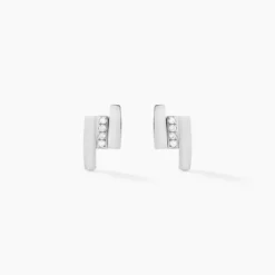 Boucles D'oreilles Puces Dolene Or Blanc Diamant