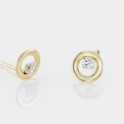 Boucles D'oreilles Puces Dolly Or Jaune Oxyde De Zirconium