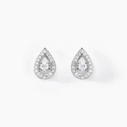 Boucles D'oreilles Puces Domitia Or Blanc Diamant