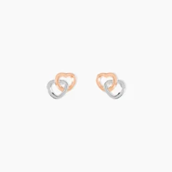 Boucles D'oreilles Puces Donna Coeurs Ajoures Or Rose