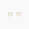 Boucles D'oreilles Puces Dorcas Coeur Ajoure Or Jaune Oxyde De Zirconium
