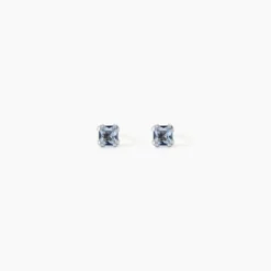 Boucles D'oreilles Puces Doreen Carre Or Blanc Oxyde De Zirconium