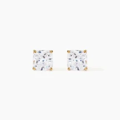 Boucles D'oreilles Puces Doreen Carre Or Jaune Oxyde De Zirconium
