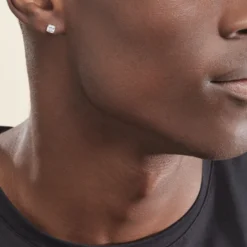 Boucles D'oreilles Puces Doreen Carre Or Blanc Oxyde De Zirconium