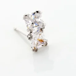 Boucles D'oreilles Puces Doreen Or Blanc Oxyde De Zirconium