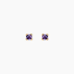 Boucles D'oreilles Puces Doreen Carre Or Jaune Oxyde De Zirconium