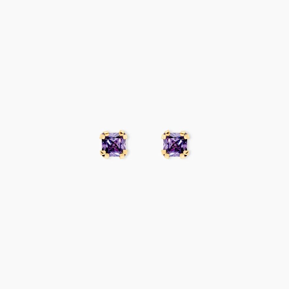 Boucles D'oreilles Puces Doreen Carre Or Jaune Oxyde De Zirconium