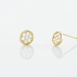 Boucles D'oreilles Puces Dorie Pastille Serti Clos Or Jaune Oxyde