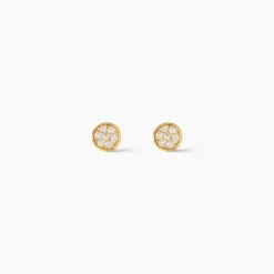 Boucles D'oreilles Puces Dorie Pastille Serti Clos Or Jaune Oxyde