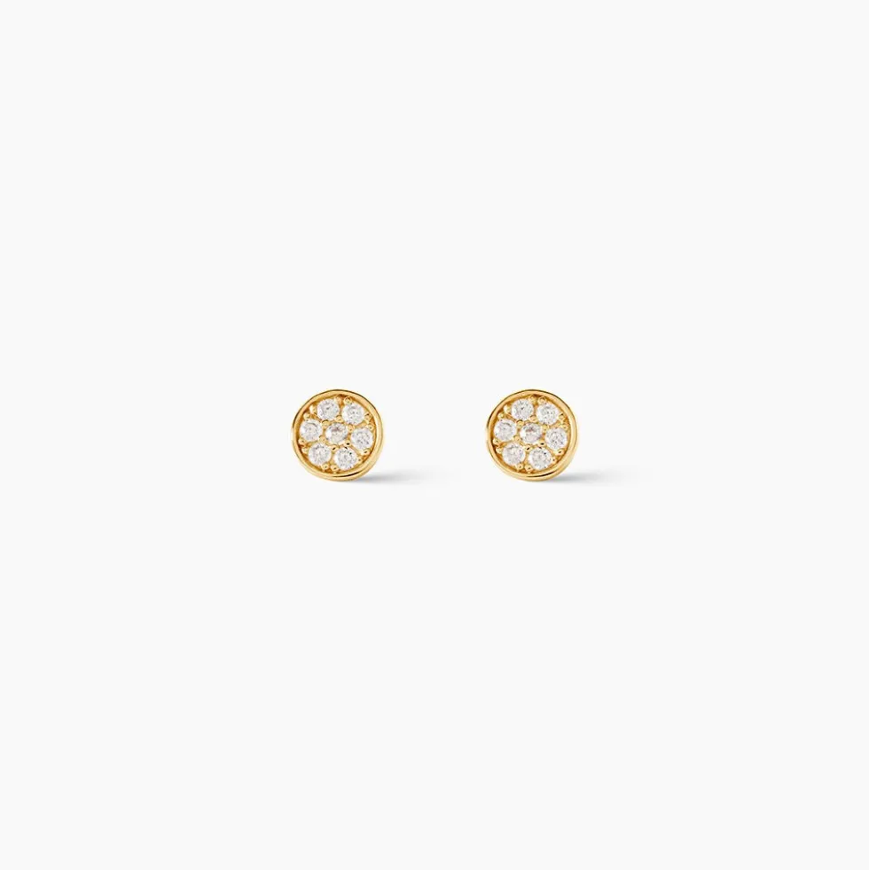 Boucles D'oreilles Puces Dorie Pastille Serti Clos Or Jaune Oxyde