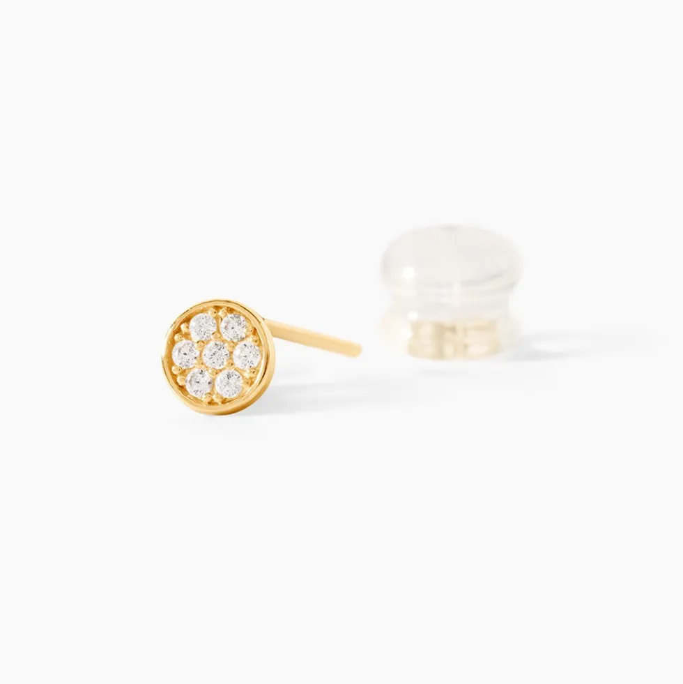 Boucles D'oreilles Puces Dorie Pastille Serti Clos Or Jaune Oxyde