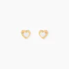 Boucles D'oreilles Puces Dot Coeur Plein Or Jaune Oxyde De Zirconium