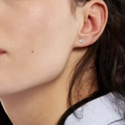 Boucles D'oreilles Puces Eddie Or Blanc Oxyde De Zirconium