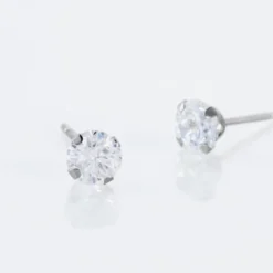 Boucles D'oreilles Puces Eddie Or Blanc Oxyde De Zirconium