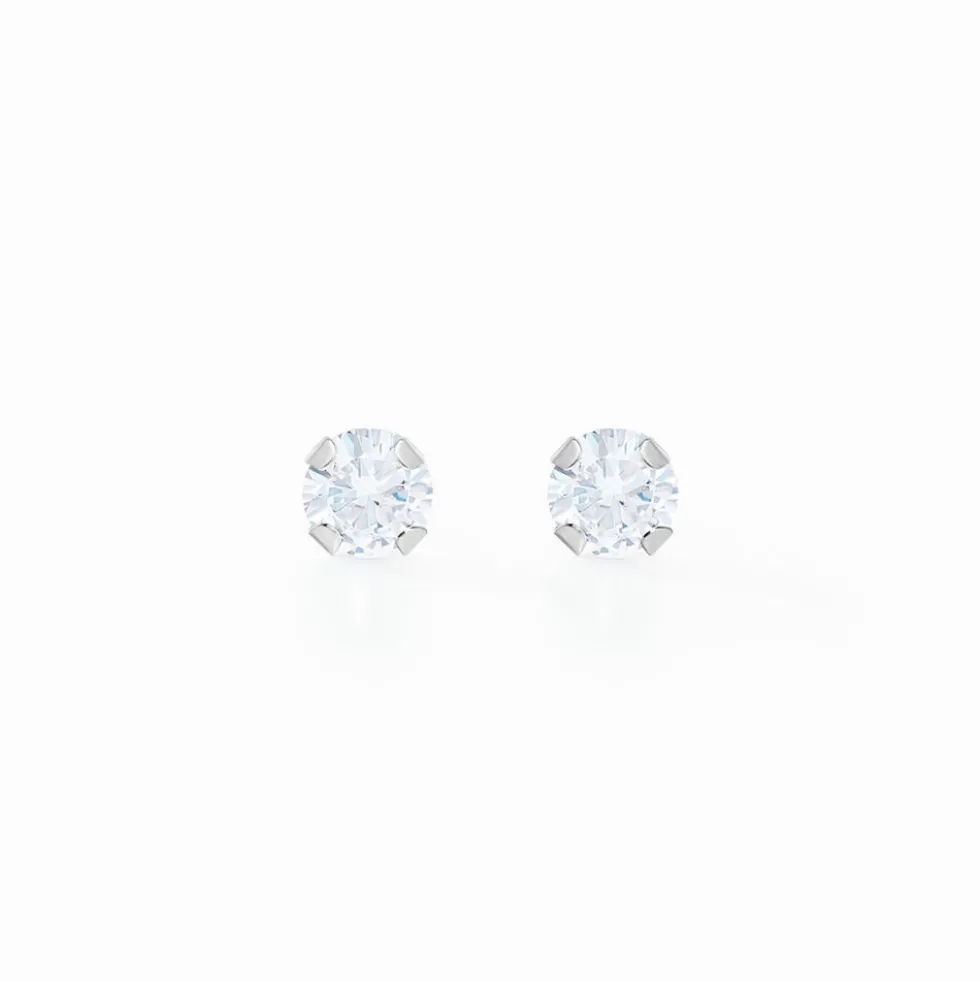 Boucles D'oreilles Puces Eddie Or Blanc Oxyde De Zirconium
