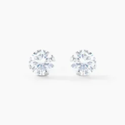 Boucles D'oreilles Puces Eddie Or Blanc Oxyde De Zirconium