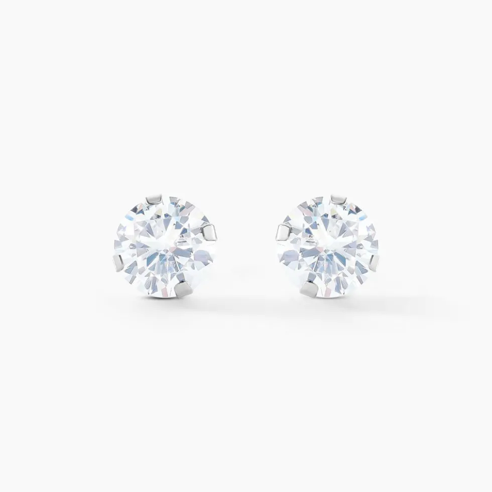 Boucles D'oreilles Puces Eddie Or Blanc Oxyde De Zirconium