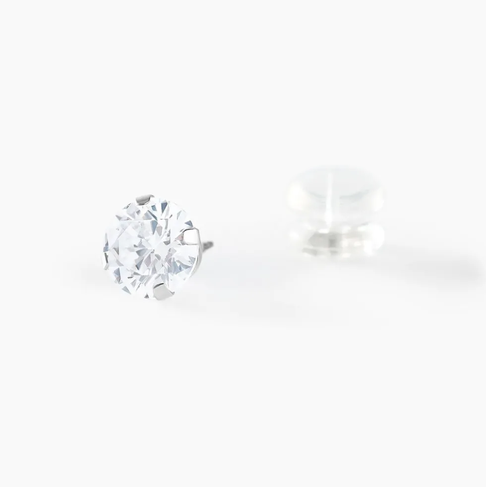 Boucles D'oreilles Puces Eddie Or Blanc Oxyde De Zirconium