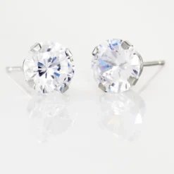 Boucles D'oreilles Puces Eddie Or Blanc Oxyde De Zirconium