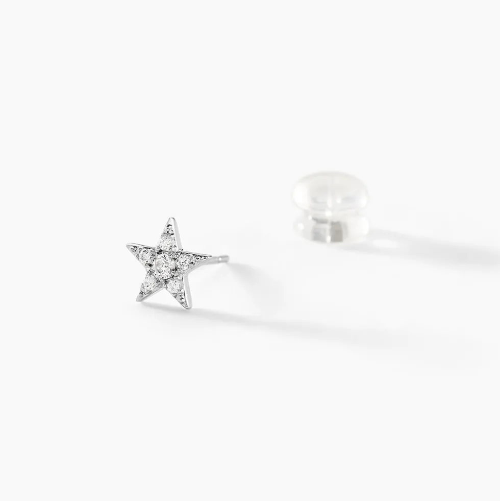 Boucles D'oreilles Puces Eden Or Blanc Oxyde De Zirconium