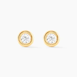 Boucles D'oreilles Puces Eden Serti Pneu Or Jaune Oxyde De Zirconium