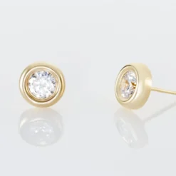 Boucles D'oreilles Puces Eden Serti Pneu Or Jaune Oxyde De Zirconium