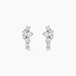 Boucles D'oreilles Puces Eden Argent Blanc Oxyde De Zirconium