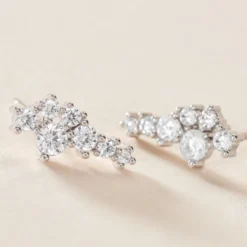 Boucles D'oreilles Puces Eden Argent Blanc Oxyde De Zirconium