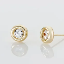 Boucles D'oreilles Puces Eden Serti Pneu Or Jaune Oxyde De Zirconium