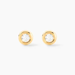 Boucles D'oreilles Puces Eden Serti Pneu Or Jaune Oxyde De Zirconium