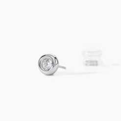 Boucles D'oreilles Puces Eden Serti Pneu Or Blanc Oxyde De Zirconium