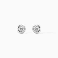 Boucles D'oreilles Puces Eden Serti Pneu Or Blanc Oxyde De Zirconium