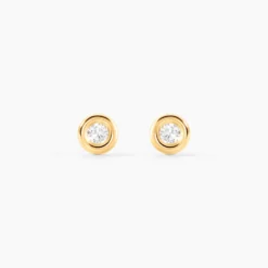 Boucles D'oreilles Puces Eden Serti Pneu Or Jaune Oxyde De Zirconium