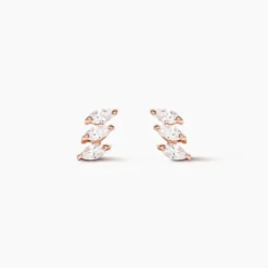Boucles D'oreilles Puces Edma Or Rose Oxyde De Zirconium