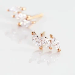 Boucles D'oreilles Puces Edma Or Rose Oxyde De Zirconium