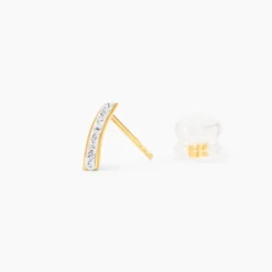 Boucles D'oreilles Puces Edme Barrettes Or Jaune Strass