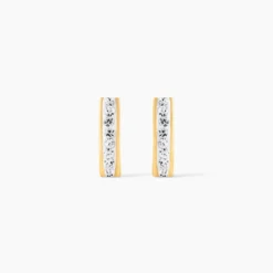 Boucles D'oreilles Puces Edme Barrettes Or Jaune Strass