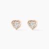 Boucles D'oreilles Puces Edme Cœur Or Rose Strass