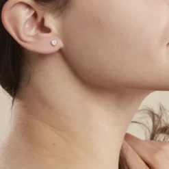 Boucles D'oreilles Puces Edme Cœur Or Rose Strass