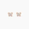 Boucles D'oreilles Puces Edme Papillon Or Rose Strass
