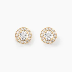Boucles D'oreilles Puces Edna Or Jaune Oxyde De Zirconium