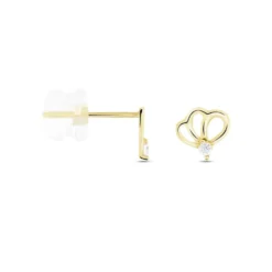Boucles D'oreilles Puces Edvige Fleur Or Jaune Oxyde De Zirconium