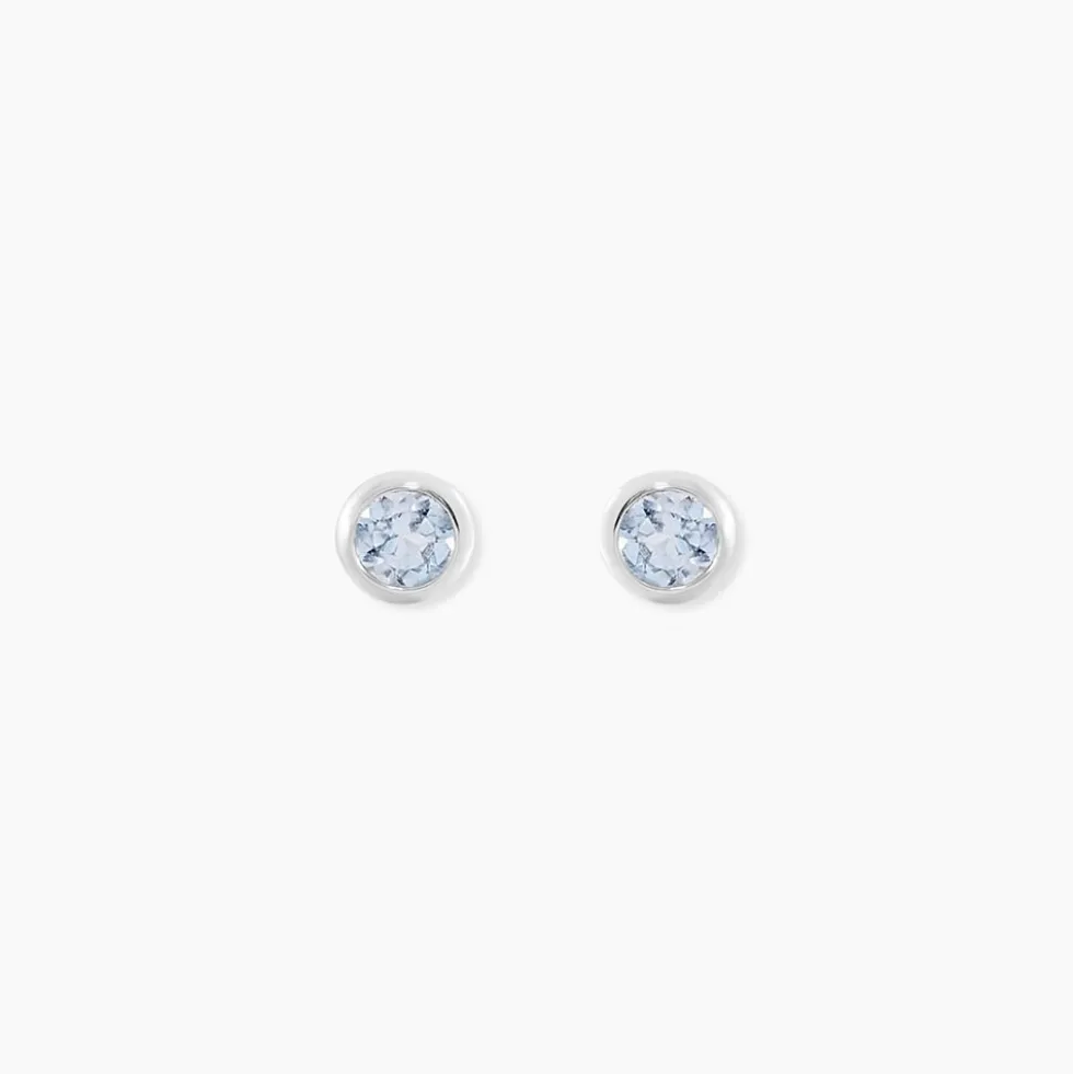 Boucles D'oreilles Puces Edy Serti Clos Or Blanc Topaze