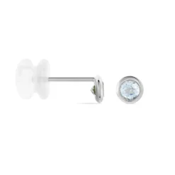 Boucles D'oreilles Puces Edy Serti Clos Or Blanc Topaze