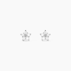 Boucles D'oreilles Puces Elais Etoile Or Blanc Oxyde De Zirconium