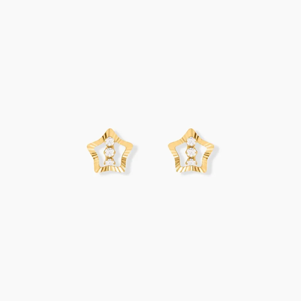 Boucles D'oreilles Puces Elais Etoile 5 Or Jaune Oxyde